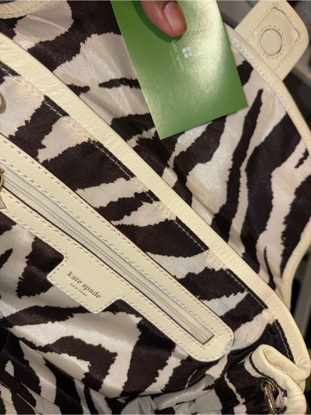 kate spade Cream Leather Shoulder Bag with Gold Hardware
